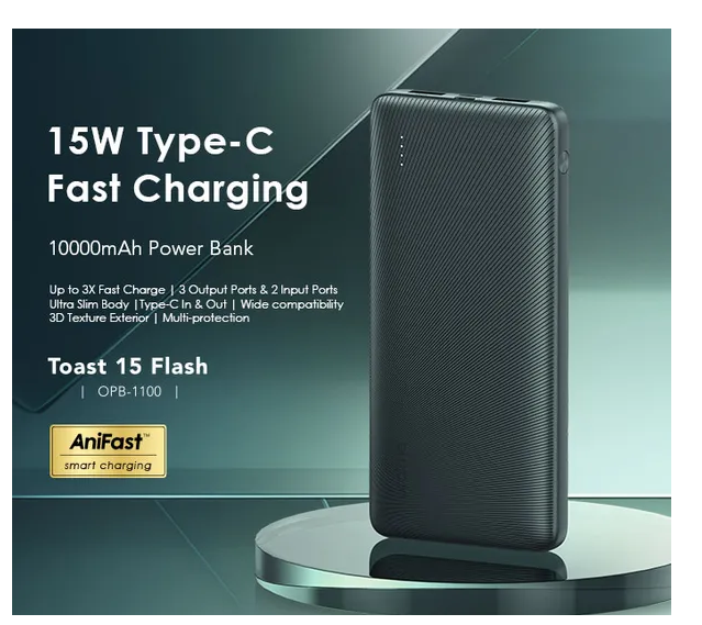 oraimo Toast 15 Flash 10000mAh Fast Charging Power Bank